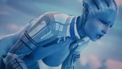 3d anal animated asari ass big big_ass blue_skin cowgirl_position cum_in_pussy gif girl_on_top hands_on_ass idemi-iam liara_t'soni mass_effect