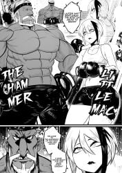 2boys black_and_white boxing boxing_gloves femboy gavin_(green) green_(artist) little_mac male_focus male_only malesub muscular_male original_character punch_out ryona twink