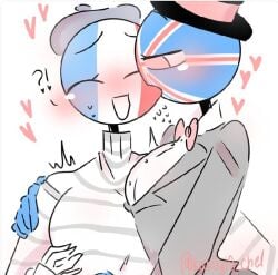 blush countryhumans countryhumans_girl france_(countryhumans) kak0yt0_chel kissing relationship united_kingdom_(countryhumans)