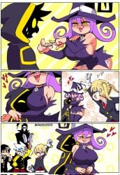 between_breasts blair_(soul_eater) blush commission death_(soul_eater) death_the_kid early_pregnancy heart huge_breasts maka_albarn oc pregnancy_test pregnant quavernsfw shinigami_sama soul_eater soul_eater_evans tagme thick_thighs wholesome witch_hat