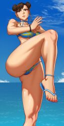 bikini chun-li female leg_up mangho sandals solo street_fighter