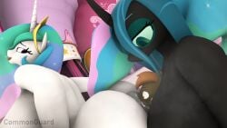 3d alicorn anal anthro anus ass big_butt bodily_fluids butt_sniffing button_mash_(mlp) commonguard dominant dominant_female duo equid equine female female/female friendship_is_magic group hasbro hi_res horn horse huge_breasts humanoid larger_female male male/female mammal my_little_pony pony princess_celestia_(mlp) queen_chrysalis_(mlp) sitting_on_another size_difference smaller_male sniffing sweat trio wings