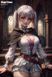 1girls ai_generated black_bulls_uniform black_clover breasts female female_only highres looking_at_viewer medium_breasts noelle_silva purple_eyes small_waist solo solo_female solo_focus supr3metr twintails white_hair wide_hips