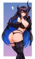 1girls 2d arms armwear ass bare_shoulders belly big_ass big_breasts black_hair blue_hair bra breasts closed_mouth clothed clothing covered_breasts covered_nipples digital_drawing_(artwork) female female_focus female_only fingers gloves hair hands hands-free hips hololive hololive_english hololive_english_-advent- horn horns image kneesocks legs legs_together light_skin lingerie long_hair looking_at_viewer nerissa_ravencroft notte_(artist) open_eyes panties red_eyes shoulders smile sole_female standing stomach thighs two_tone_hair virtual_youtuber waist