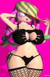 3d 3d_(artwork) barely_clothed big_ass big_breasts boob_window catgirl clothed female female_only harmony_(splatoon) huge_ass huge_breasts nintendo no_bra relliksb sideass sideboob splatoon splatoon_3