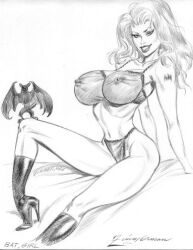 2005 barbara_gordon bat batgirl batman_(series) big_breasts boots breasts breasts_out dc dc_comics erection female julius_zimmerman nipples panties see-through see-through_bra tattoo