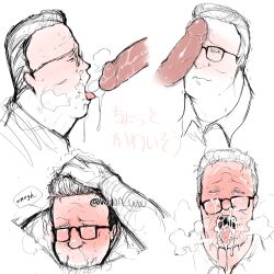 big_penis blowjob blush breath cum cum_from_mouth cum_from_nose cum_in_mouth cum_on_face deepthroat drooling face_fucking forced forced_oral gay glasses hank_hill irrumatio king_of_the_hill male male/male middle_aged nervous no_color older_male oral oral_sex penis penis_on_face shirt sketch tears tongue_out whoa_uwu