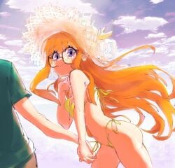 atlus breasts female female_only hand_holding looking_at_viewer orange_hair persona persona_5 rikodamu sakura_futaba