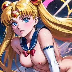 ai_generated bishoujo_senshi_sailor_moon blonde_hair blue_eyes braids breasts long_braids looking_at_viewer medium_breasts naked_breasts nipples sailor_moon usagi_tsukino