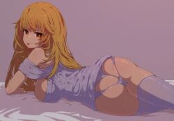 1girls bed blonde blonde_female blonde_hair blonde_hair_female eye eye_open eyes eyes_open eyes_opened female irokohaku light-skinned_female light_skin lingerie lying_on_side no_sex no_text no_text_version no_underwear open_eyes seductive seductive_look shokuhou_misaki sideboob solo tagme textless textless_version thick_thighs thighhighs to_aru_majutsu_no_index tongue tongue_out yellow_eyes yellow_eyes_female