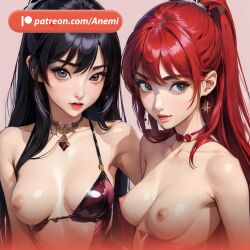 ai_generated anemi anime anime_style asian asian_female black_eyes black_hair breasts japanese korean