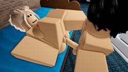 1boy 3d bed blonde_hair female female_penetrated hands_on_ass hands_on_legs leg_grab light-skinned_male light_skinned_female male male/female male_penetrating_female missionary_position oc oc_character roblox robloxian sex straight straight_sex tagme vaginal_insertion vaginal_penetration vaginal_sex