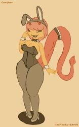 artist_name bunny_girl bunnysuit chumoku(coryhen) circle_head coryhen_(artist) devil_girl devil_horns devil_tail dragon dragon_girl four_fingers high_heels lop_ears no_nose old_art original playboy_bunny red_hair sketch tail thick_thighs