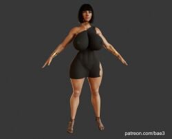 3d 3d_(artwork) bae3 big_breasts big_thighs blender dark_hair dress egyptian egyptian_mythology fit_female hourglass_figure huge_breasts legend_of_queen_opala massive_breasts queen_opala short_hair small_waist voluptuous wide_hips