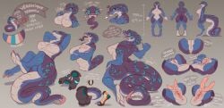 2023 anthro big_tongue blue_body blue_eyes blue_scales breasts bush_viper claws clitoris diphallia diphallism female futanari genitals herm hi_res intersex long_tongue lying model_sheet multi_clitoris multi_genitalia multi_penis nipples non-mammal_breasts non-mammal_nipples nude old_world_viper on_back penis pupils purple_body purple_scales pussy reclining reptile scales scalie slit_pupils snake solo thick_thighs tongue tongue_out vero_(sand0x) vurrus