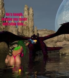 3d anal athletic athletic_female caption captured captured_heroine fight forced green_eyes green_hair gun hi_res imminent_rape imminent_sex justin_bailey metroid pain penile_spines rape ridley ridley_(metroid) samus_aran size_difference smaller_female spiked_cock spiked_penis surprised that3dartist thong water