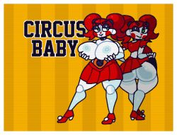 baby_(fnafsl) big_ass big_breasts circus_baby circus_baby_(fnaf) crushtrap five_nights_at_freddy's five_nights_at_freddy's:_sister_location holding_breast skirt_lift solo tagme