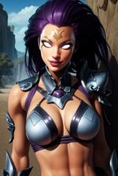 1girls abs ai_generated big_breasts bikini bikini_armor bikini_top breasts busty cleavage curvaceous curves curvy curvy_body curvy_female curvy_figure darksiders darksiders_3 detailed_background facing_viewer female female_focus female_only fit fit_female front_view fury_(darksiders) glowing_eyes humanoid large_breasts long_hair looking_at_viewer magenta_hair markings no_humans skimpy skimpy_armor skimpy_bikini skimpy_clothes smile smiling smiling_at_viewer smirk smirking smirking_at_viewer sole_female solo solo_female solo_focus straight_hair tagme tattoo tattoos toned toned_body toned_female white_eyes