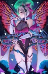 1girls alternate_costume bare_shoulders bare_thighs boots breasts bridal_gauntlets bug butterfly butterfly_wings cleavage covered_navel doiparuni english_commentary facial_mark fairy_wings female female female_only fire_emblem fire_emblem_heroes flower forehead_mark full_moon grey_hair grin groin hair_flower hair_ornament highres large_breasts long_hair moon multicolored_wings night night_sky nintendo official_alternate_costume pelvic_curtain plant_hair plumeria_(fire_emblem) plumeria_(rapturous_dream)_(fire_emblem) pointy_ears ponytail sideboob sky smile solo thigh_boots thighhighs thighs thorns very_long_hair white_footwear wings