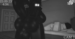 1boy 1futa 3d anthro ass ass_focus back_view backsack balls bed bedroom big_ass big_balls big_breasts big_butt big_penis black_fur breasts camera_pov camera_view detailed_background door family_guy_death_pose furry futa futanari genitals glowing_eyes horror human humanoid humanoid_genitalia large_ass large_balls large_breasts long_hair looking_at_viewer male nonalterna nude pillow presenting_balls presenting_hindquarters raised_tail roblox robloxian self_upload shadow_creature sideboob sleeping wagging_tail