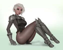 armor armored_boots armored_female armored_gloves defeated elsie_westenra feet female female_only freli fully_clothed human knight nylons pantyhose revealing_clothes silver_hair tight_clothing tights white_hair world_of_warcraft