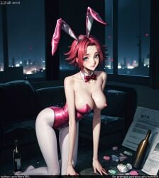 1girls ai_generated athletic athletic_female big_breasts blue_eyes breasts bunny_ears bunny_suit code_geass cyberpunk detailed eyelash female female_only flat high_quality hotel_room kallen_stadtfeld leotard light-skinned_female light_skin looking_at_viewer mascara naked nero100 nipples nude pale_skin panties patreon playboy playboy_bunny playboy_bunny_leotard red_hair short_hair solo stable_diffusion strong strong_woman tagme tall_female topless