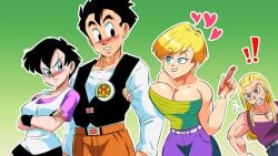 2boys 2girls blonde_hair blonde_hair_female dragon_ball dragon_ball_z erasa female funsexydragonball sharpner son_gohan tagme tomboy videl