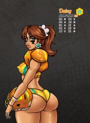 1girls absurd_res american_football_uniform ass bimbo blue_eyes brown_hair female female_only football_helmet football_uniform freckles hi_res large_ass looking_back mario_(series) princess_daisy raiounsfw solo sports_uniform