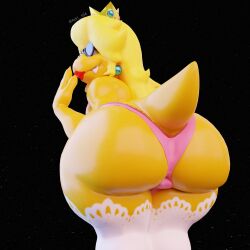 1:1 3d 3d_(artwork) adri164 ass big_ass big_butt big_tail blonde_hair bubble_butt clothed clothing cosplay crossdressing crown ear_piercing ear_ring eyewear femboy gay girly hair headgear hi_res high_socks kamek koopa legwear lingerie lipstick long_hair makeup male mario_(series) nintendo piercing pink_clothing pink_underwear princess_kamek princess_peach_(cosplay) ring_piercing scalie sharp_teeth smile solo stockings super_mario_bros._(2023_film) tail teeth underwear wide_hips yellow_body