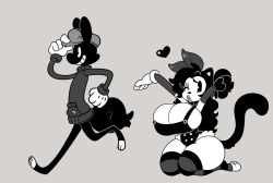 amelie_(jinx_doodle) big_breasts breasts cartoony female fleischer_style_toon jinx_doodle kili_(kilinah) monochrome pac-man_eyes pie_cut_eyes rubberhose thick_thighs wide_hips