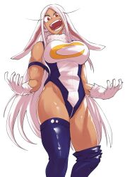 1girls bunny_ears bunny_girl dark-skinned_female dark_skin female female_only fully_clothed long_hair miruko my_hero_academia nstime23 red_eyes rumi_usagiyama solo white_hair