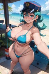 ai_generated beach big_breasts bikini officer_jenny_(pokemon) pokemon