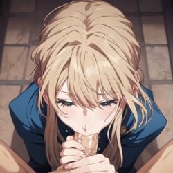 ai_generated blonde_hair blowjob blowjob_face fellatio violet_evergarden