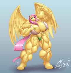 abs biceps big_breasts big_muscles breasts faogwolf female fluttershy_(mlp) huge_breasts large_breasts large_muscles muscles muscular muscular_arms muscular_female muscular_legs muscular_thighs my_little_pony pecs pink_hair pony wings