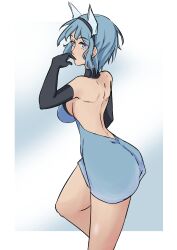 1girls ass back backless_outfit bare_back bare_thighs big_ass blue_eyes blue_hair breasts dress elbow_gloves female female_only fire_emblem fire_emblem_heroes gloves in2naps medium_breasts nifl_(fire_emblem) nintendo short_hair solo thighs