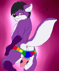 anus canine fosky fox furry gay husky knot male masturbation miru no_humans penis presenting rainbow