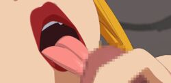 animated animated blonde_hair censored diva_mizuki gravion handjob holding jyubei licking licking lips lipstick mouth open_mouth oral penis tachibana_mizuki tongue tongue_out