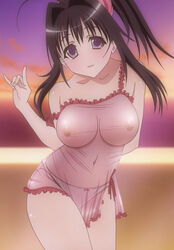 beach breasts kanokon lingerie minamoto_chizuru negligee nipples panties screencap see-through sheer