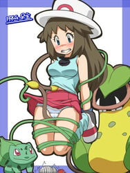 awa blush bulbasaur embarrassed human leaf_(pokemon) nintendo panties pokémon_(species) pokemon pokemon_frlg pokephilia restrained tagme tentacle victreebel white_panties