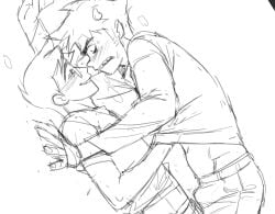 2boys erection_under_clothes gay hand_under_shirt homestuck john_egbert karkat_vantas lacryboy male male/male male_only melanpsycholia sketch uncensored yaoi