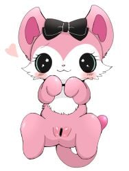 :3 absurd_res anthro azuo beatcats blush censored felid feline female fur genitals heart hi_res mammal mia_(beatcats) pink_body pink_fur pussy sanrio solo sparkling_eyes