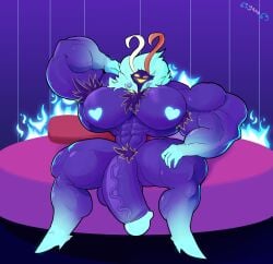 69yano69 armpit_hair asmodeus_(helluva_boss) bara bara_tits big_penis demon gay hairy hyper_genitalia hyper_penis male_only muscular_male non-human toony