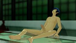 1boy animated animation blue_hair completely_nude completely_nude_male cum cum_on_body cum_on_face cum_on_self cum_on_upper_body cumming_from_masturbation ejaculation erection makoto_yuki male male_focus male_moaning male_only masculine masturbation moaning nude penis persona persona_3 pleasure_face princeluca solo sound spread_legs tagme video video_game_character