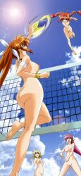 ass ball barefoot blue_sky breasts hashimoto_takayoshi