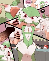 censor_bar censored_penis censored_pussy comic cute gardevoir georugu13 human_on_anthro human_on_pokemon human_penetrating human_penetrating_anthro japanese_text nipples penis poke_ball pokemon pokemon_(species) pokemon_trainer pokephilia pussy small_breasts vaginal_sex