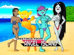 4girls adventure_time avatar_the_last_airbender bikini bikini_removed crossover female female_only katara lina luiggikart marceline marceline_abadeer multiple_girls penny_fitzgerald smile superyinyangyogalaxy swimwear swimwear_removed the_amazing_world_of_gumball undressed undressing undressing_partner undressing_self wink winking_at_viewer woo_foo_battlefield yin_yang_yo!