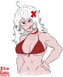 bikini erispheria female_only gamasutra red_eyes twitch vtuber white_background white_hair youtube youtube_hispanic