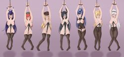 ahe_gao azur_lane bondage bound female female_only femsub fetish frontal_wedgie hanging_wedgie kenichillustrated rope topless topless_female wedgie wet wet_pussy