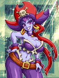 1girls big_breasts breasts cleavage clothed clothing female female_only j.raido pirate pirate_hat pixel_art risky_boots shantae solo