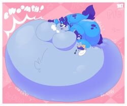 air_inflation anthro azule_(jiggledoggle) big_belly big_breasts female furry gigantic_belly huge_belly huge_breasts inflation jiggledoggle magic massive_belly massive_breasts pie